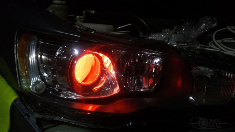 Тюнинг Mitsubishi Lancer X замена линз devil eyes (19)